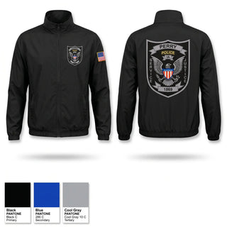 Windbreaker, PERRY POLICE DEPARTMENT, Police, Teamtime, Team time, sublimation, custom sports apparel, team uniforms, spirit wear, spiritwear, sports uniforms, custom shirts, team store, custom team store, fundraiser sports, apparel fundraiser