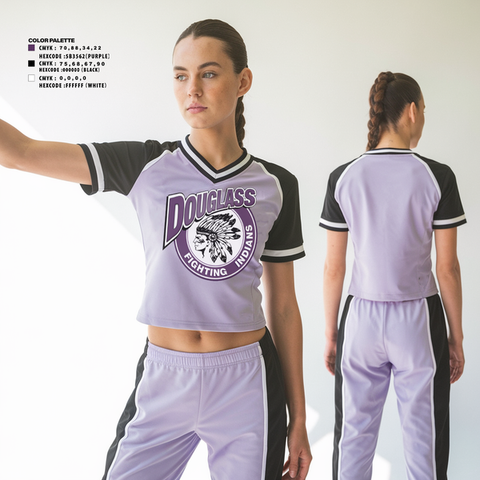 Womens Short Sleeve Vneck Shirt, Douglass Fighting Indians Cheer, Cheer, Teamtime, Team time, sublimation, custom sports apparel, team uniforms, spirit wear, spiritwear, sports uniforms, custom shirts, team store, custom team store, fundraiser sports, apparel fundraiser