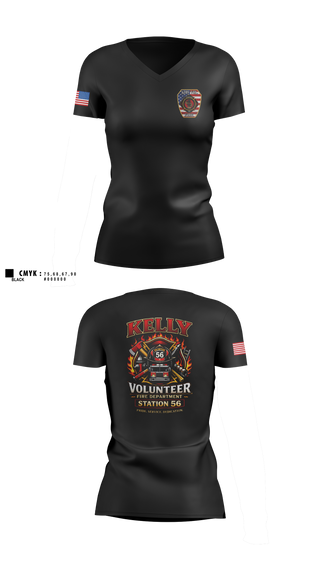 Womens Short Sleeve Vneck Shirt, Kelly volunteer fire department, Fire Department, Teamtime, Team time, sublimation, custom sports apparel, team uniforms, spirit wear, spiritwear, sports uniforms, custom shirts, team store, custom team store, fundraiser sports, apparel fundraiser