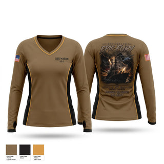 Womens Long Sleeve Vneck Shirt, USS MASON, Navy, Teamtime, Team time, sublimation, custom sports apparel, team uniforms, spirit wear, spiritwear, sports uniforms, custom shirts, team store, custom team store, fundraiser sports, apparel fundraiser