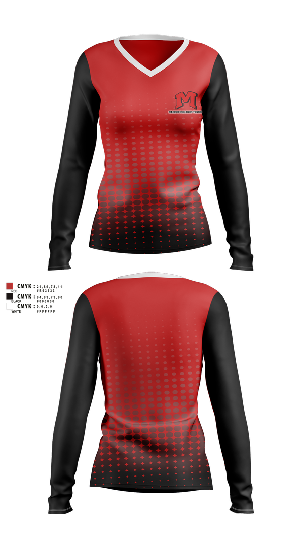 Womens Long Sleeve Vneck Shirt, Madison Panthers Tennis, Tennis, Teamtime, Team time, sublimation, custom sports apparel, team uniforms, spirit wear, spiritwear, sports uniforms, custom shirts, team store, custom team store, fundraiser sports, apparel fundraiser