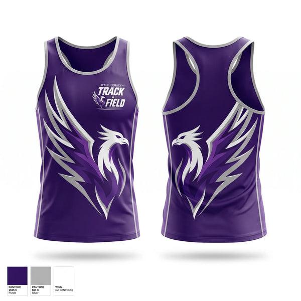 Mens Track Singlet, Kyle Legacy Track & Field, Track & Field, Teamtime, Team time, sublimation, custom sports apparel, team uniforms, spirit wear, spiritwear, sports uniforms, custom shirts, team store, custom team store, fundraiser sports, apparel fundraiser