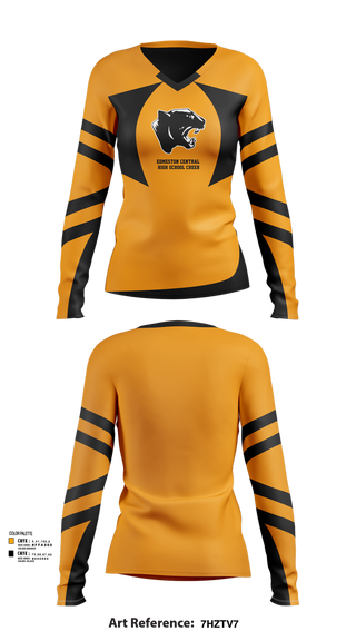 Womens Long Sleeve Vneck Shirt, Edmeston Central High School Cheer, Cheer, Teamtime, Team time, sublimation, custom sports apparel, team uniforms, spirit wear, spiritwear, sports uniforms, custom shirts, team store, custom team store, fundraiser sports, apparel fundraiser