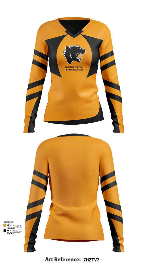 Womens Long Sleeve Vneck Shirt, Edmeston Central High School Cheer, Cheer, Teamtime, Team time, sublimation, custom sports apparel, team uniforms, spirit wear, spiritwear, sports uniforms, custom shirts, team store, custom team store, fundraiser sports, apparel fundraiser