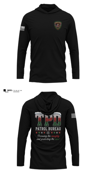 Long Sleeve hooded sunshirt, Patrol Bureau, Police, Teamtime, Team time, sublimation, custom sports apparel, team uniforms, spirit wear, spiritwear, sports uniforms, custom shirts, team store, custom team store, fundraiser sports, apparel fundraiser