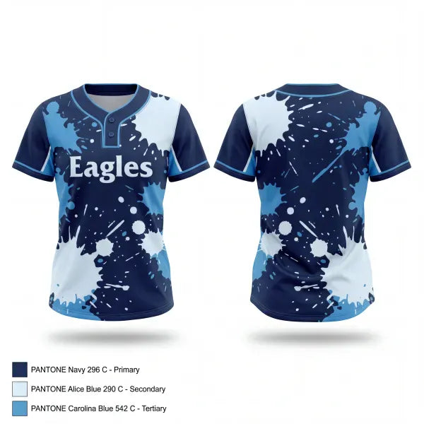 Two Button Softball Jersey, Eagles, Softball, Teamtime, Team time, sublimation, custom sports apparel, team uniforms, spirit wear, spiritwear, sports uniforms, custom shirts, team store, custom team store, fundraiser sports, apparel fundraiser