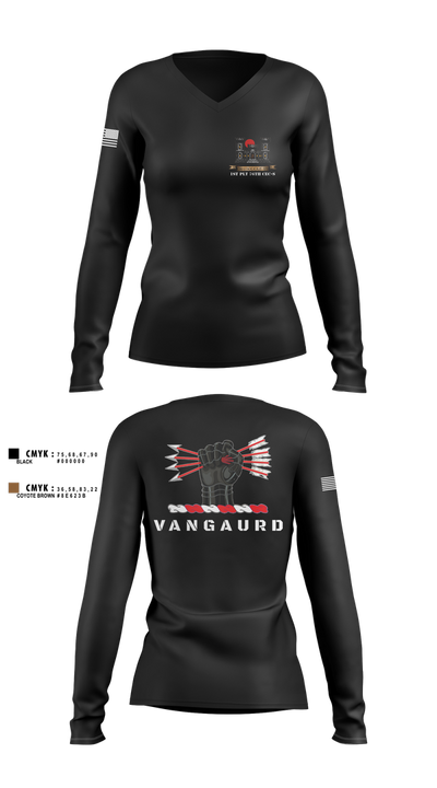 1ST PLT 76TH CEC-S 11178991 Women's Long Sleeve V-neck Shirt - 4
