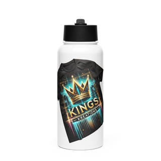 Kings Kreations 88346513 Stainless Steel Water Bottle with a Straw Lid