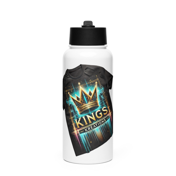 Kings Kreations 88346513 Stainless Steel Water Bottle with a Straw Lid