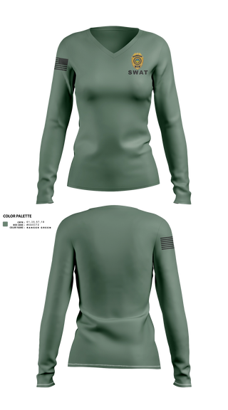Womens Long Sleeve Vneck Shirt, Springfield Ohio SWAT, Police, Teamtime, Team time, sublimation, custom sports apparel, team uniforms, spirit wear, spiritwear, sports uniforms, custom shirts, team store, custom team store, fundraiser sports, apparel fundraiser