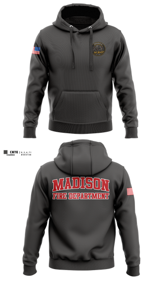 Hoodie, Madison Fire Department, Fire Department, Teamtime, Team time, sublimation, custom sports apparel, team uniforms, spirit wear, spiritwear, sports uniforms, custom shirts, team store, custom team store, fundraiser sports, apparel fundraiser