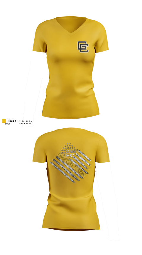Womens Short Sleeve Vneck Shirt, Goose Creek high school JROTC, Bowling, Teamtime, Team time, sublimation, custom sports apparel, team uniforms, spirit wear, spiritwear, sports uniforms, custom shirts, team store, custom team store, fundraiser sports, apparel fundraiser