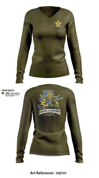 Womens Long Sleeve Vneck Shirt, Central Illinois Company, Army, Teamtime, Team time, sublimation, custom sports apparel, team uniforms, spirit wear, spiritwear, sports uniforms, custom shirts, team store, custom team store, fundraiser sports, apparel fundraiser