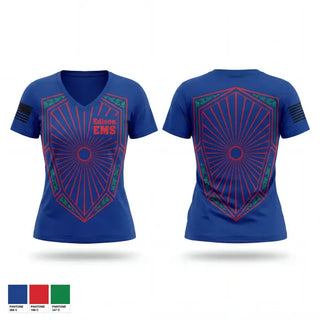 Womens Short Sleeve Vneck Shirt, Edison EMS, EMS/EMT, Teamtime, Team time, sublimation, custom sports apparel, team uniforms, spirit wear, spiritwear, sports uniforms, custom shirts, team store, custom team store, fundraiser sports, apparel fundraiser