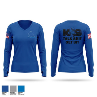 Womens Long Sleeve Vneck Shirt, K-9 Unit, Police, Teamtime, Team time, sublimation, custom sports apparel, team uniforms, spirit wear, spiritwear, sports uniforms, custom shirts, team store, custom team store, fundraiser sports, apparel fundraiser