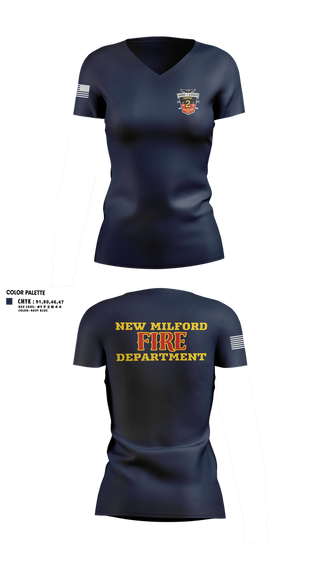 Womens Short Sleeve Vneck Shirt, New Milford Fire department, Fire Department, Teamtime, Team time, sublimation, custom sports apparel, team uniforms, spirit wear, spiritwear, sports uniforms, custom shirts, team store, custom team store, fundraiser sports, apparel fundraiser
