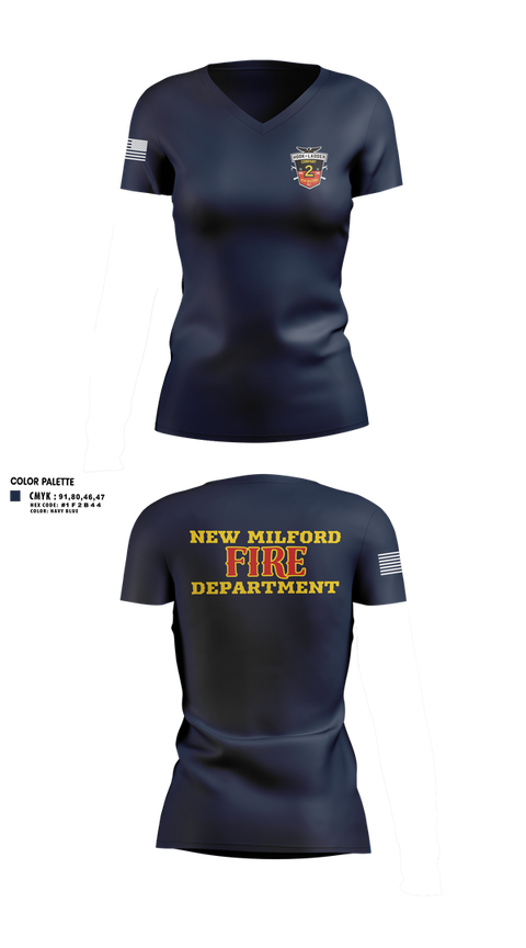 Womens Short Sleeve Vneck Shirt, New Milford Fire department, Fire Department, Teamtime, Team time, sublimation, custom sports apparel, team uniforms, spirit wear, spiritwear, sports uniforms, custom shirts, team store, custom team store, fundraiser sports, apparel fundraiser