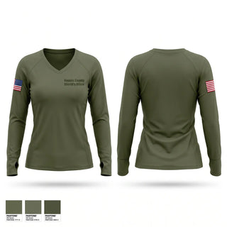 Womens Long Sleeve Vneck Shirt, Nevada County Sheriff’s Office, Police, Teamtime, Team time, sublimation, custom sports apparel, team uniforms, spirit wear, spiritwear, sports uniforms, custom shirts, team store, custom team store, fundraiser sports, apparel fundraiser