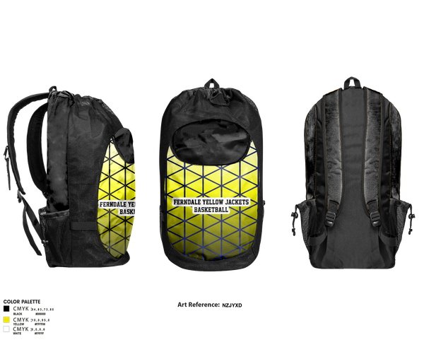 Gear Bag, Ferndale Yellow Jackets, Men's Basketball, Teamtime, Team time, sublimation, custom sports apparel, team uniforms, spirit wear, spiritwear, sports uniforms, custom shirts, team store, custom team store, fundraiser sports, apparel fundraiser