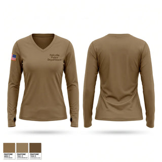 Womens Long Sleeve Vneck Shirt, Falkville Police Department, Police, Teamtime, Team time, sublimation, custom sports apparel, team uniforms, spirit wear, spiritwear, sports uniforms, custom shirts, team store, custom team store, fundraiser sports, apparel fundraiser