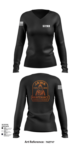 Womens Long Sleeve Vneck Shirt, 572nd, , Teamtime, Team time, sublimation, custom sports apparel, team uniforms, spirit wear, spiritwear, sports uniforms, custom shirts, team store, custom team store, fundraiser sports, apparel fundraiser