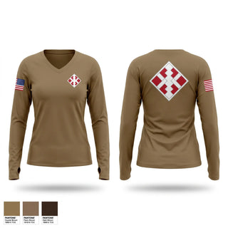 Womens Long Sleeve Vneck Shirt, 450th EN CO, Army, Teamtime, Team time, sublimation, custom sports apparel, team uniforms, spirit wear, spiritwear, sports uniforms, custom shirts, team store, custom team store, fundraiser sports, apparel fundraiser