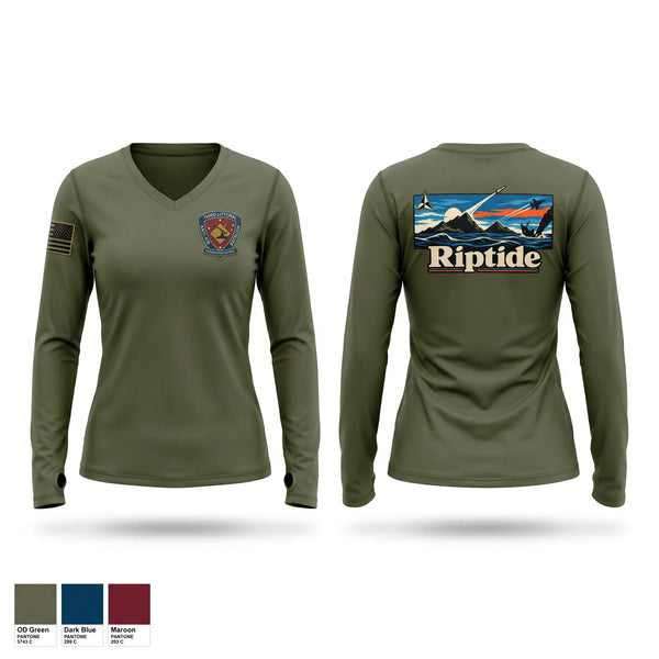 Womens Long Sleeve Vneck Shirt, 3d Littoral Anti-Air Battalion, Marines, Teamtime, Team time, sublimation, custom sports apparel, team uniforms, spirit wear, spiritwear, sports uniforms, custom shirts, team store, custom team store, fundraiser sports, apparel fundraiser