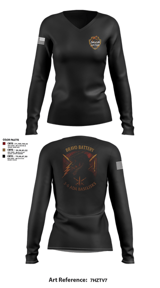 Womens Long Sleeve Vneck Shirt, Bravo 3-6 ADA, Army, Teamtime, Team time, sublimation, custom sports apparel, team uniforms, spirit wear, spiritwear, sports uniforms, custom shirts, team store, custom team store, fundraiser sports, apparel fundraiser