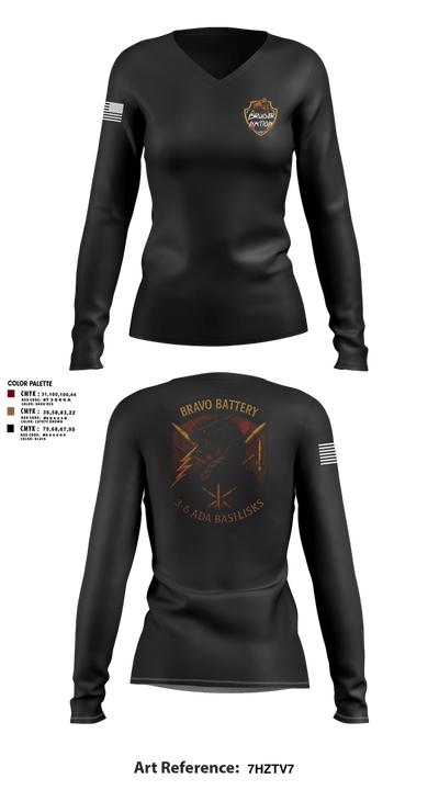 Bravo 3-6 ADA 76703101 Women's Long Sleeve V-neck Shirt - 107