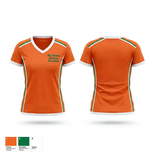 Womens Short Sleeve Vneck Shirt, Rio Bravo Greeley Gauchos, Women's Basketball, Teamtime, Team time, sublimation, custom sports apparel, team uniforms, spirit wear, spiritwear, sports uniforms, custom shirts, team store, custom team store, fundraiser sports, apparel fundraiser