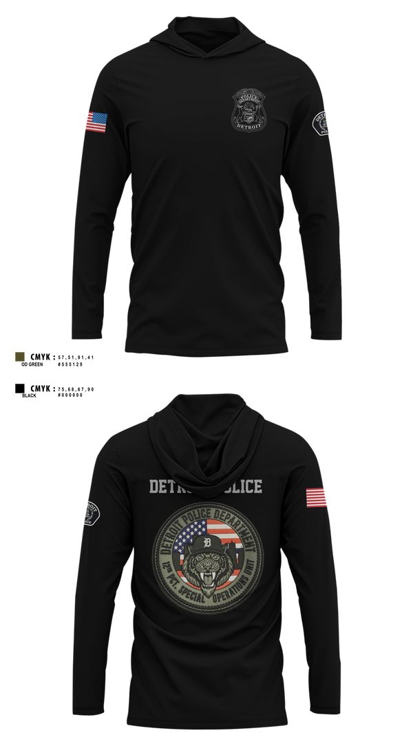 Long Sleeve Hooded Sun Shirt, 12th Precinct Special Operations, Police, Teamtime, Team time, sublimation, custom sports apparel, team uniforms, spirit wear, spiritwear, sports uniforms, custom shirts, team store, custom team store, fundraiser sports, apparel fundraiser