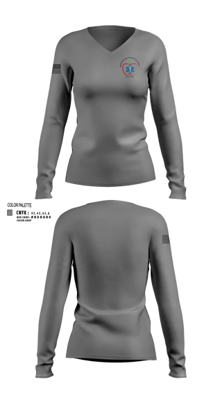 Womens Long Sleeve Vneck Shirt, Appleseed Joint Ambulance District, EMS/EMT, Teamtime, Team time, sublimation, custom sports apparel, team uniforms, spirit wear, spiritwear, sports uniforms, custom shirts, team store, custom team store, fundraiser sports, apparel fundraiser