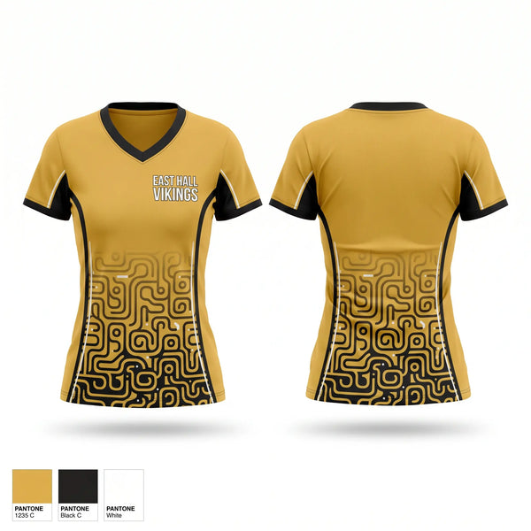 Womens Short Sleeve Vneck Shirt, East Hall Vikings, Softball, Teamtime, Team time, sublimation, custom sports apparel, team uniforms, spirit wear, spiritwear, sports uniforms, custom shirts, team store, custom team store, fundraiser sports, apparel fundraiser