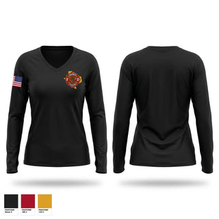 Womens Long Sleeve Vneck Shirt, BANGS FIRE & RESCUE, Fire Department, Teamtime, Team time, sublimation, custom sports apparel, team uniforms, spirit wear, spiritwear, sports uniforms, custom shirts, team store, custom team store, fundraiser sports, apparel fundraiser