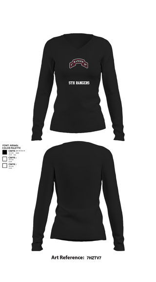 Womens Long Sleeve Vneck Shirt, 5th Rangers, , Teamtime, Team time, sublimation, custom sports apparel, team uniforms, spirit wear, spiritwear, sports uniforms, custom shirts, team store, custom team store, fundraiser sports, apparel fundraiser