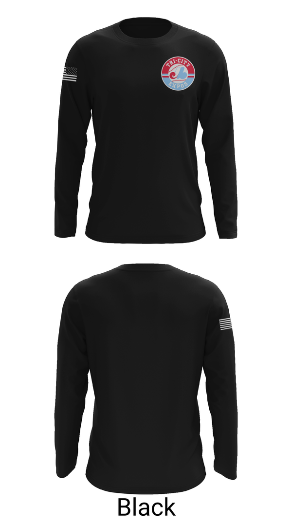 Long Sleeve Performance Shirt, Tri-City Expos, Baseball, Teamtime, Team time, sublimation, custom sports apparel, team uniforms, spirit wear, spiritwear, sports uniforms, custom shirts, team store, custom team store, fundraiser sports, apparel fundraiser