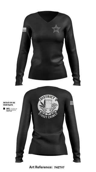 Womens Long Sleeve Vneck Shirt, District I Street Crimes, Police, Teamtime, Team time, sublimation, custom sports apparel, team uniforms, spirit wear, spiritwear, sports uniforms, custom shirts, team store, custom team store, fundraiser sports, apparel fundraiser
