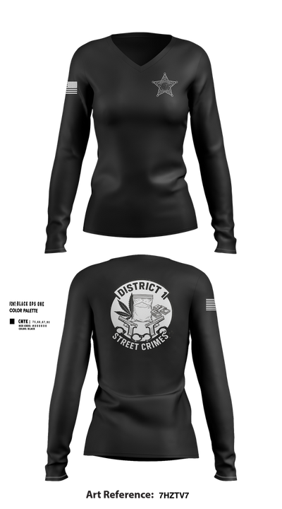 District I Street Crimes 1468514 Women's Long Sleeve V-neck Shirt - 104