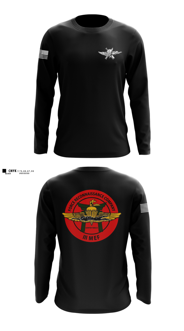 Long Sleeve Performance Shirt, 3rd Reconnaissance Battalion, Force Co, Marines, Teamtime, Team time, sublimation, custom sports apparel, team uniforms, spirit wear, spiritwear, sports uniforms, custom shirts, team store, custom team store, fundraiser sports, apparel fundraiser