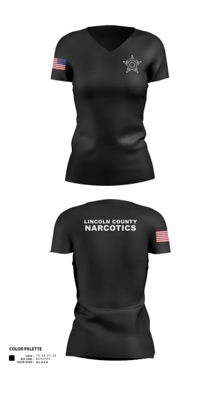 Womens Short Sleeve Vneck Shirt, Lincoln County Narcotics, Police, Teamtime, Team time, sublimation, custom sports apparel, team uniforms, spirit wear, spiritwear, sports uniforms, custom shirts, team store, custom team store, fundraiser sports, apparel fundraiser