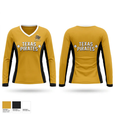 Texas Pirates Women's Long Sleeve V-neck Shirt - 1