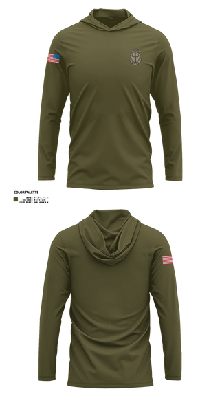 Long Sleeve hooded sunshirt, JCSE, Army, Teamtime, Team time, sublimation, custom sports apparel, team uniforms, spirit wear, spiritwear, sports uniforms, custom shirts, team store, custom team store, fundraiser sports, apparel fundraiser
