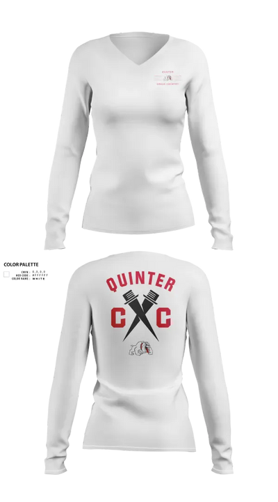 Quinter Bulldogs 74495795 Women's Long Sleeve V-neck Shirt - 22