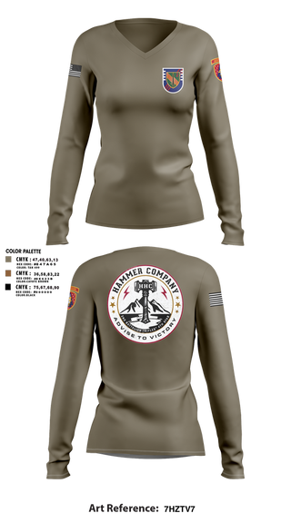 Womens Long Sleeve Vneck Shirt, , Army, Teamtime, Team time, sublimation, custom sports apparel, team uniforms, spirit wear, spiritwear, sports uniforms, custom shirts, team store, custom team store, fundraiser sports, apparel fundraiser