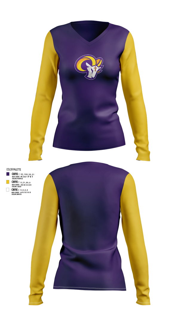 Womens Long Sleeve Vneck Shirt, RAMS OPP, Men's Basketball, Teamtime, Team time, sublimation, custom sports apparel, team uniforms, spirit wear, spiritwear, sports uniforms, custom shirts, team store, custom team store, fundraiser sports, apparel fundraiser