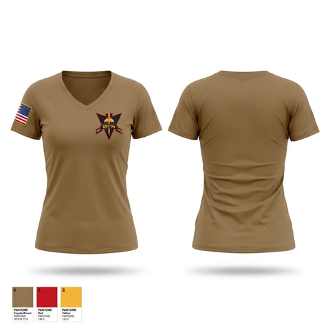 Womens Short Sleeve Vneck Shirt, 143rd RSG, National Guard, Teamtime, Team time, sublimation, custom sports apparel, team uniforms, spirit wear, spiritwear, sports uniforms, custom shirts, team store, custom team store, fundraiser sports, apparel fundraiser