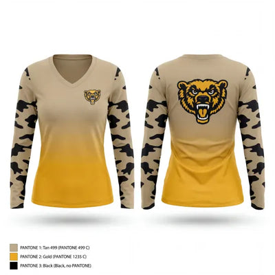 Canton Bears 77967184 Women's Long Sleeve V-neck Shirt - 1