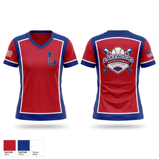 Womens Short Sleeve Vneck Shirt, Lakewood Youth Baseball Association, Baseball, Teamtime, Team time, sublimation, custom sports apparel, team uniforms, spirit wear, spiritwear, sports uniforms, custom shirts, team store, custom team store, fundraiser sports, apparel fundraiser