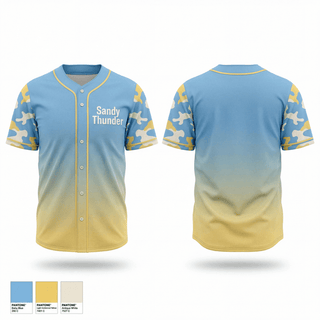 Full Button Baseball Jersey, Sandy Thunder, Baseball, Teamtime, Team time, sublimation, custom sports apparel, team uniforms, spirit wear, spiritwear, sports uniforms, custom shirts, team store, custom team store, fundraiser sports, apparel fundraiser