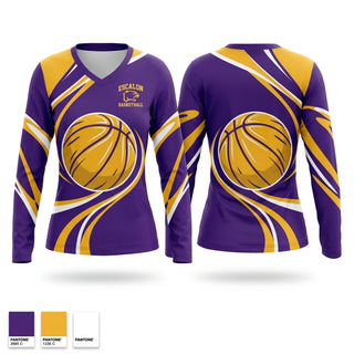 Womens Long Sleeve Vneck Shirt, Escalon Cougars, Men's Basketball, Teamtime, Team time, sublimation, custom sports apparel, team uniforms, spirit wear, spiritwear, sports uniforms, custom shirts, team store, custom team store, fundraiser sports, apparel fundraiser